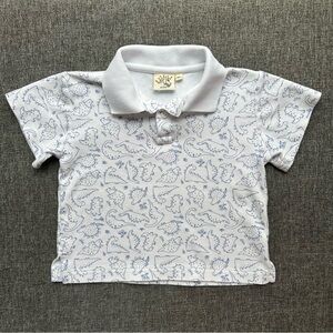 Luigi Kids Boys Dino Polo Shirt White Blue Dinosaur Cotton Short Sleeve 3T